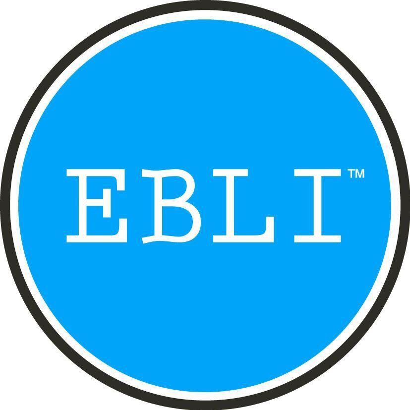 EBLI logo, blue circle, white text.